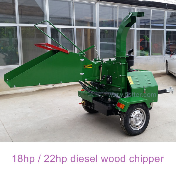 22hp Diesel Engine Hydraulic Feed Towable Wood Chipper