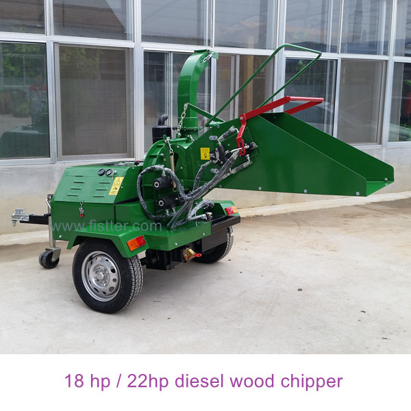 22hp Diesel Engine Hydraulic Feed Towable Wood Chipper